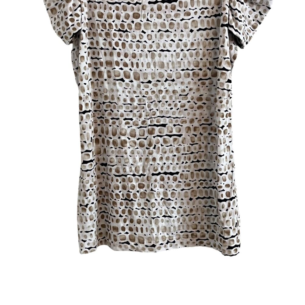 St. John Neutral Printed Cold Shoulder Knit Blouse - Picture 3 of 7